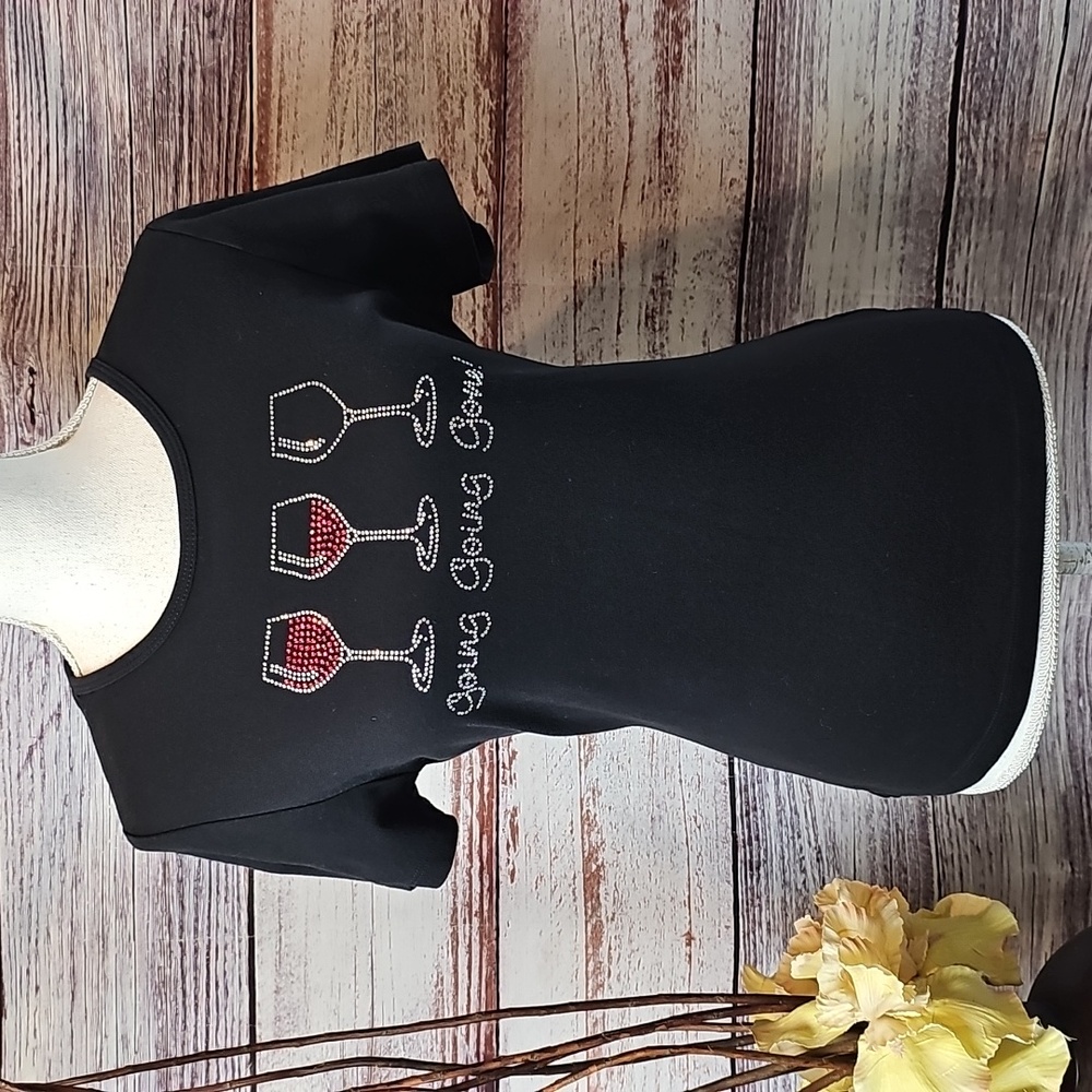 GOING GOING GONE BLACK SHORT SLEEVE PULLOVER WINE TEE - Picture 2 of 12